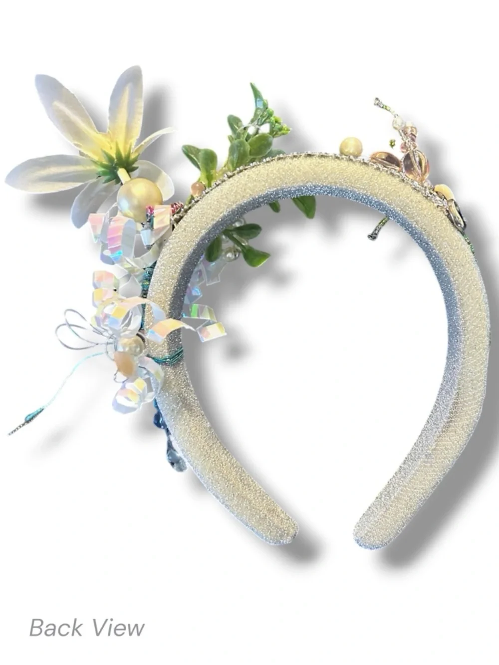 NEW Upcycled Artisan Beaded Floral Festival Crown Wearable Art Hair Accessory OS